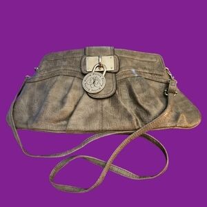 DEREON Y2k Gray Vinyl Alligator Crossbody Envelope Purse